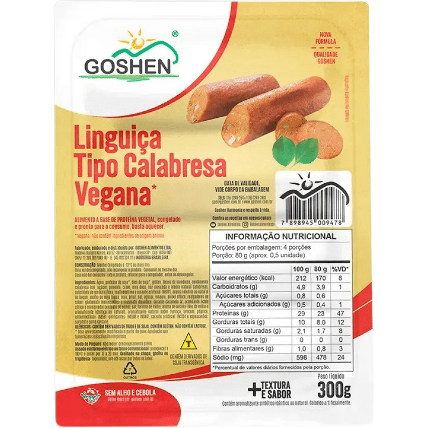Linguiça Calabresa de Soja 300g - Goshen