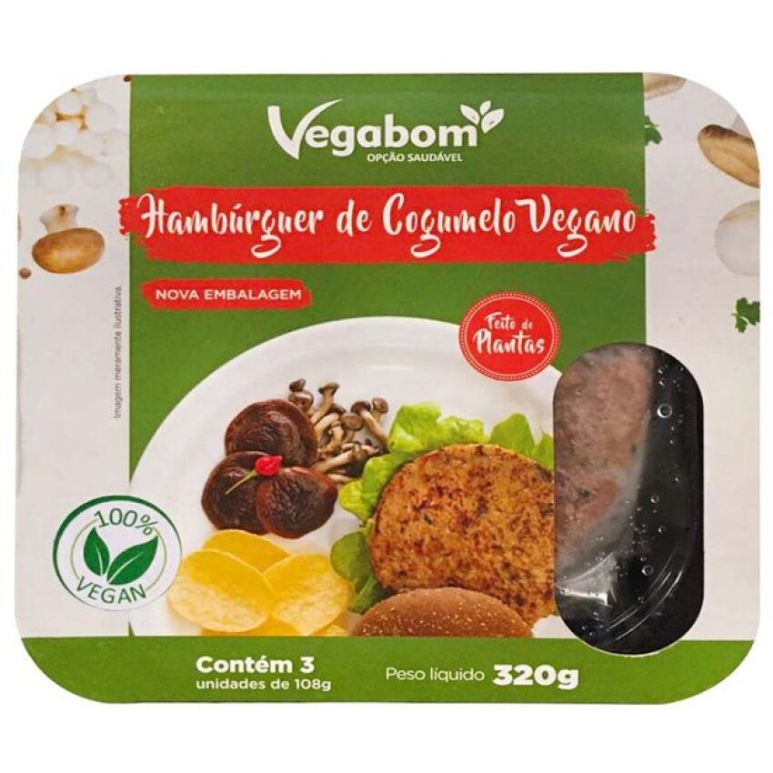 Hambúrguer Vegano de Cogumelos 330g (3 unid.) - Vegabom