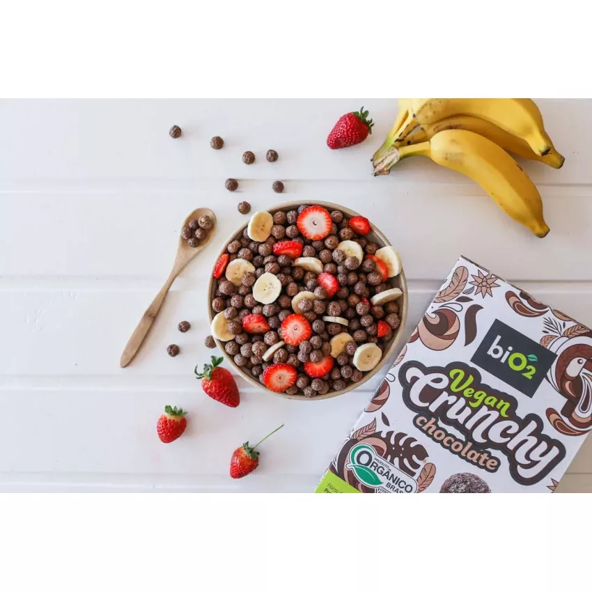 Cereal Matinal Orgânico e Vegano - Chocolate 200g - Vegan Crunchy - biO2