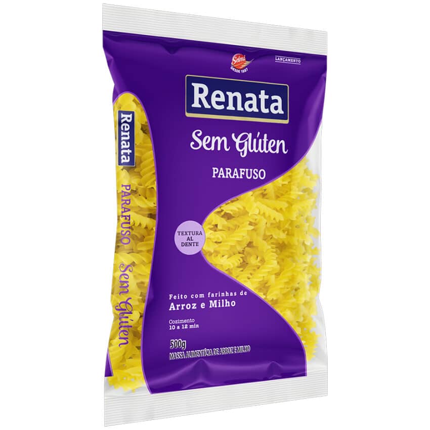 Macarrão Parafuso Sem Glúten e Vegano 500g - Renata