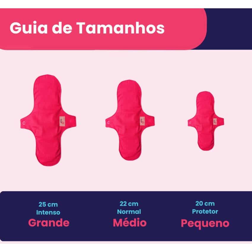 KIT C/ ATÉ 10 ABSORVENTES ECOLÓGICOS REUTILIZÁVEIS DE PANO 100% ALGODÃO