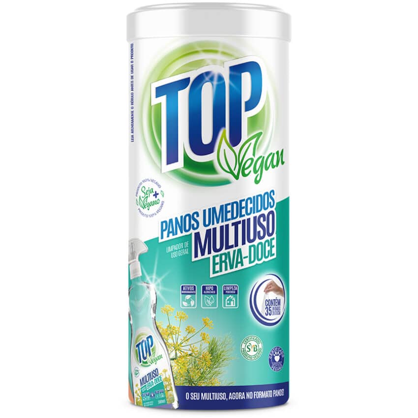 Panos Umedecidos Limpador Multiuso Erva Doce 35un - Top Vegan