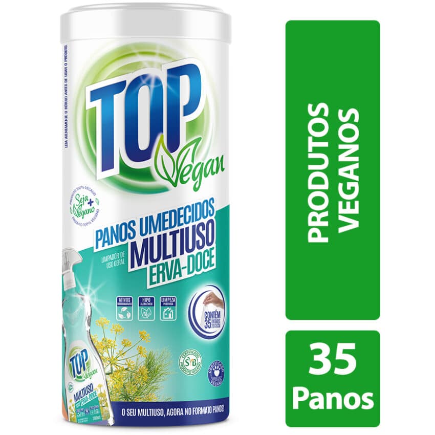 Panos Umedecidos Limpador Multiuso Erva Doce 35un - Top Vegan
