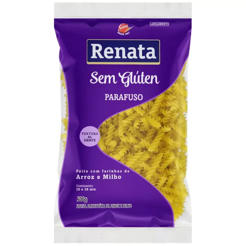 Macarrão Parafuso Sem Glúten e Vegano 500g - Renata