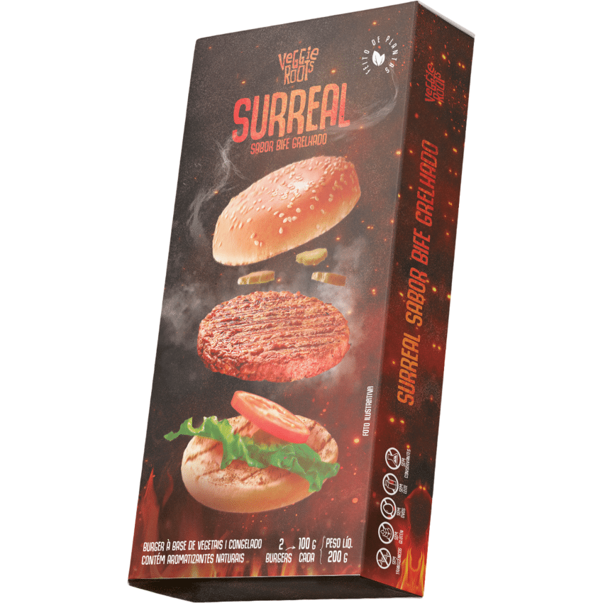 Burger Surreal Sabor Bife Grelhado - Hamburger Vegano 200g (2 unid./100g) - Veggie Roots