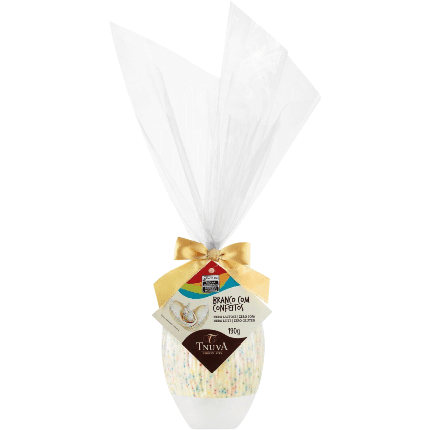 Ovo de Páscoa Chocolate Branco com Confeitos 190g - Vegano e Sem Lactose - Tnuva