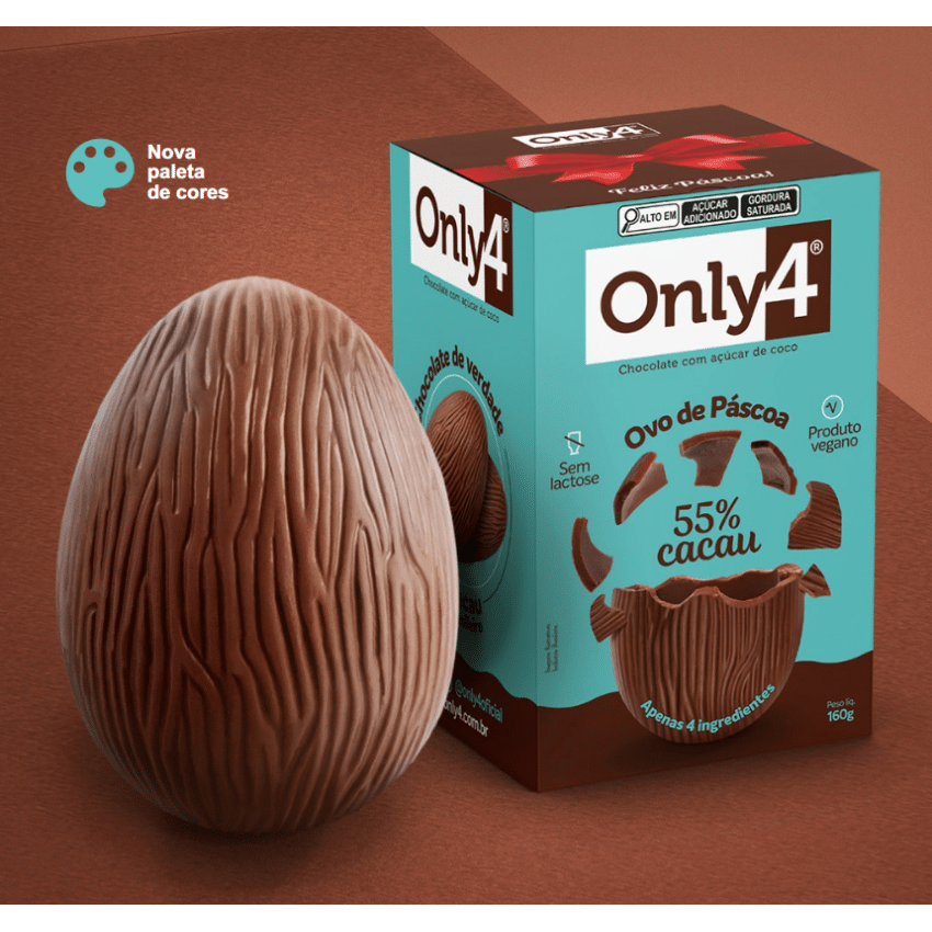Ovo de Páscoa 55% Cacau 160g - Only4 - Vegano e Sem Lactose