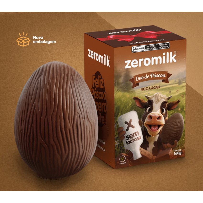 Ovo de Páscoa Vegano 40% Cacau 160g - Zeromilk