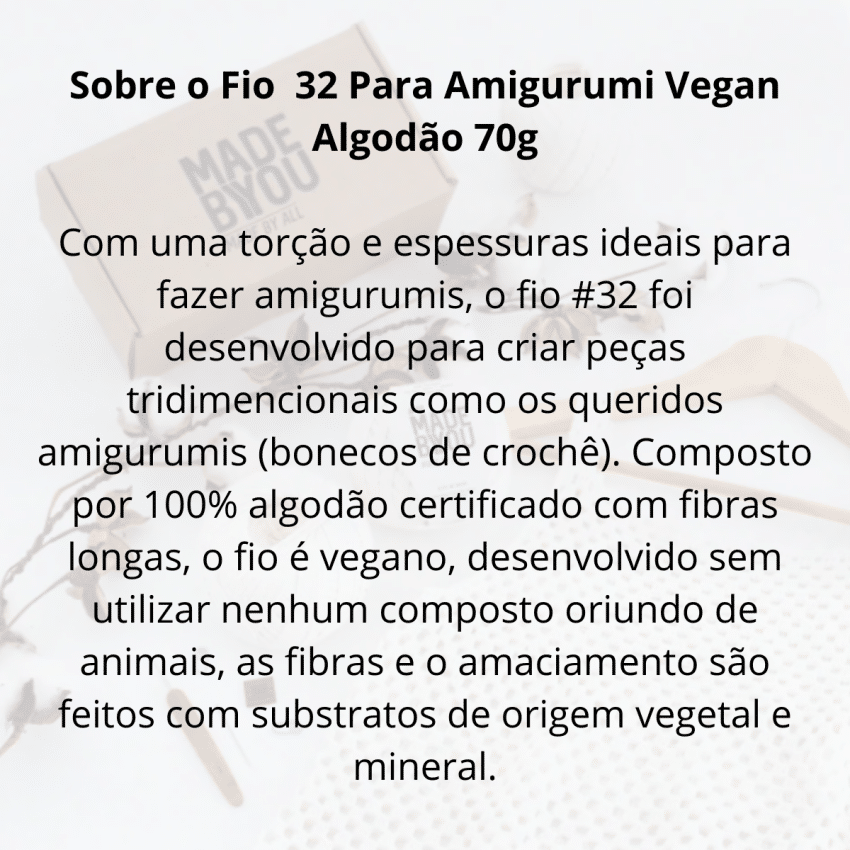 Fio 32 Para Amigurumi Vegan Algodão 70g