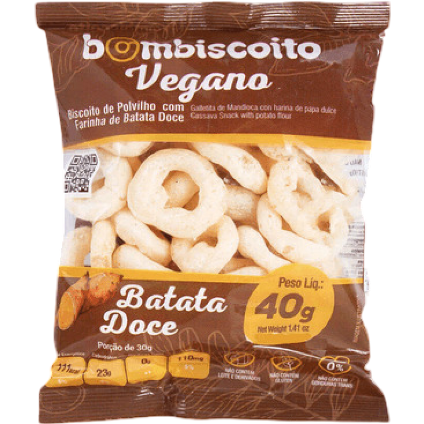 Biscoito Polvilho Vegano e Sem Glúten - Batata Doce 40g - Bombiscoito
