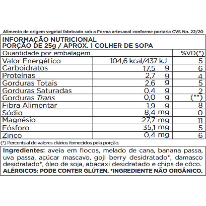 Granola Frutada Orgânica 500g - Tempo Orgânico
