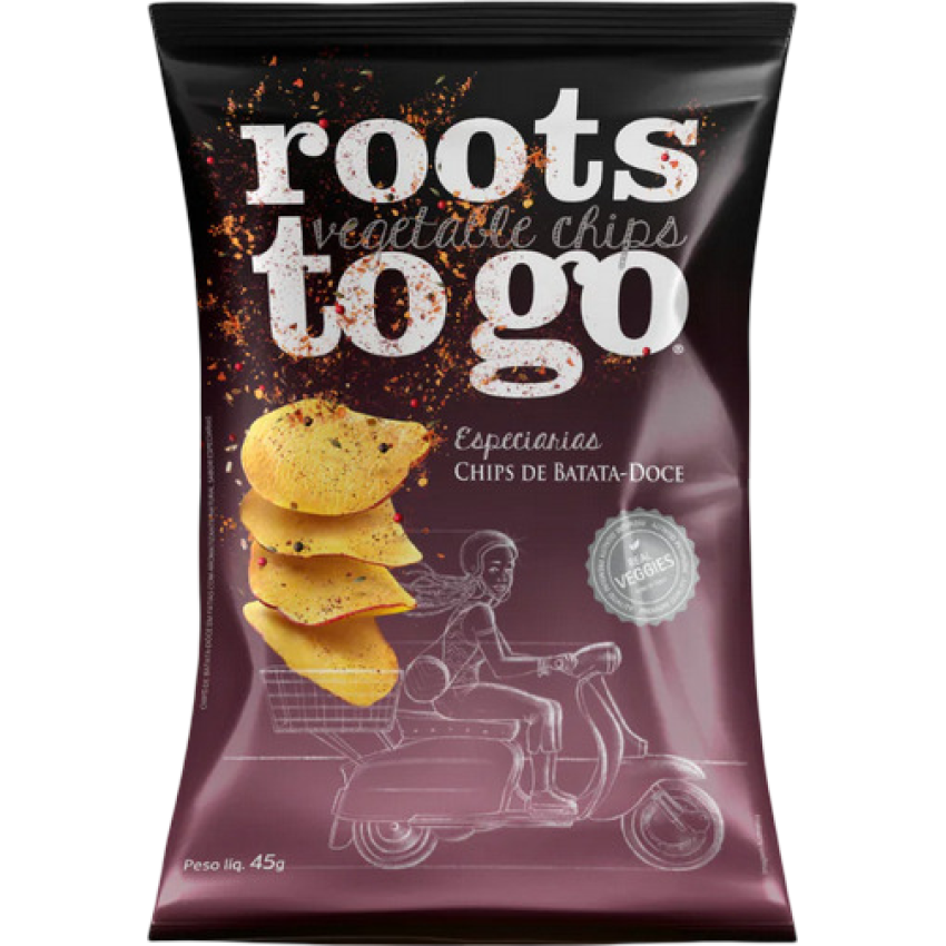 Chips de Batata-doce Especiarias 45g - Roots To Go