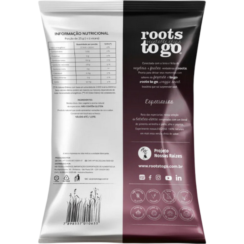 Chips de Batata-doce Especiarias 45g - Roots To Go