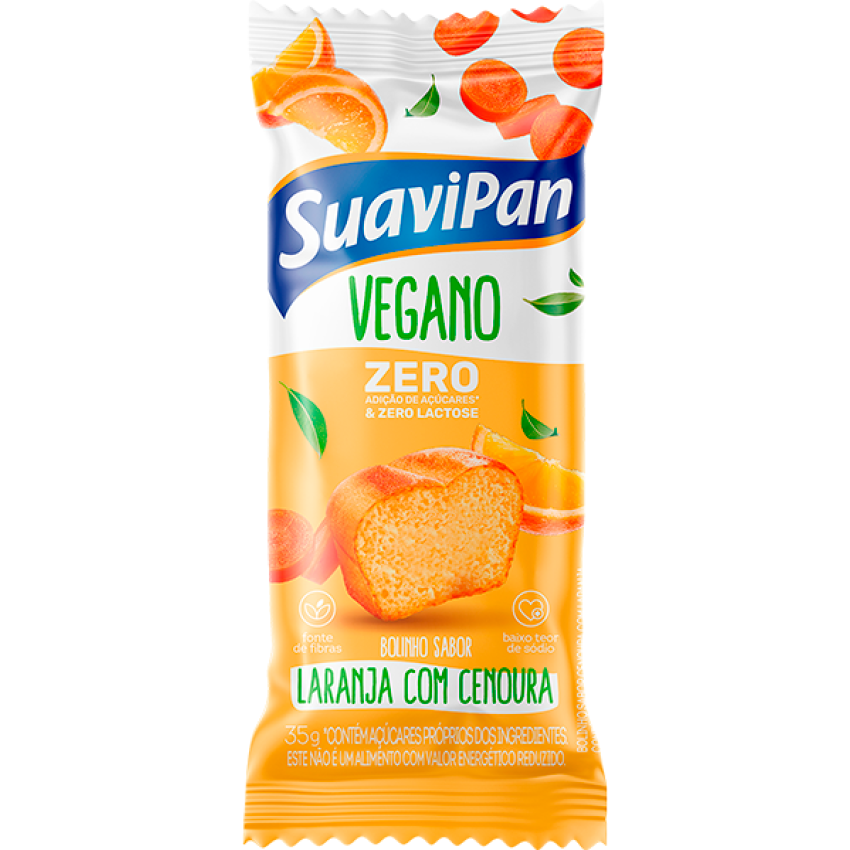 Bolinho Vegano sabor Laranja com Cenoura Zero Açúcar 35g - SuaviPan