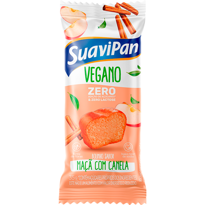 Bolinho Vegano sabor Maçã com Canela Zero Açúcar 35g - SuaviPan