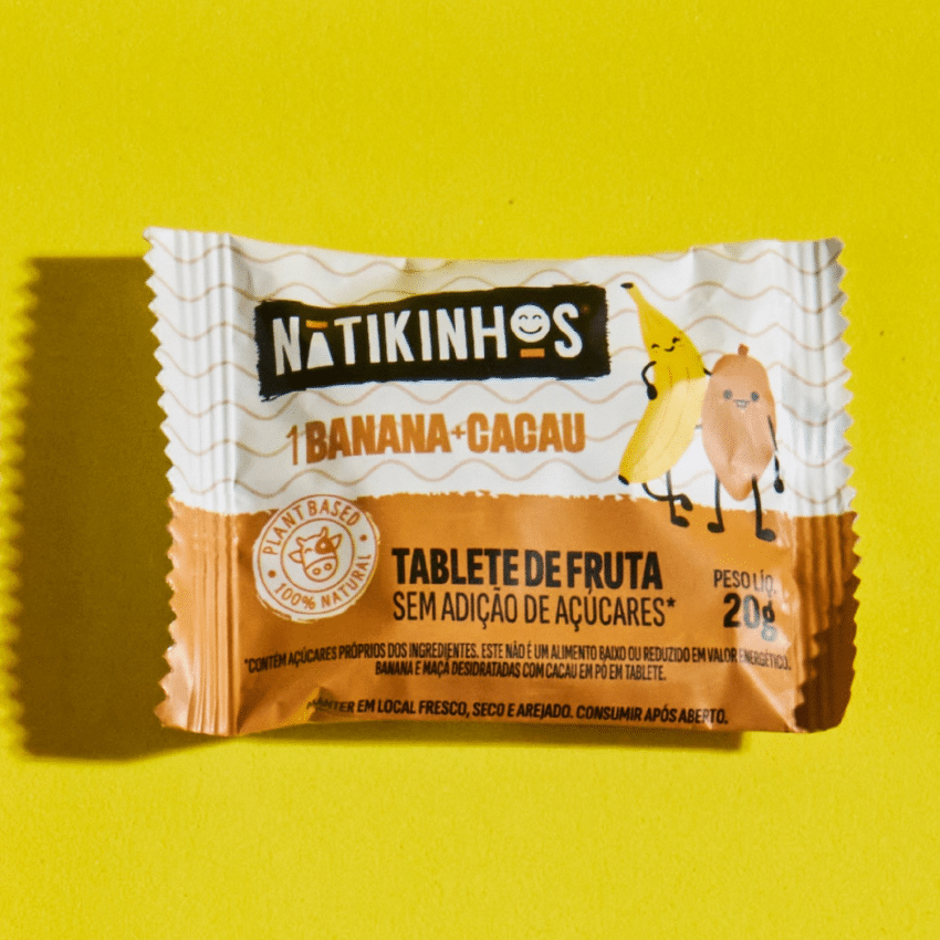 Tablete de Frutas - Banana e Cacau 60g (3 unid. 20g) - Nátikos