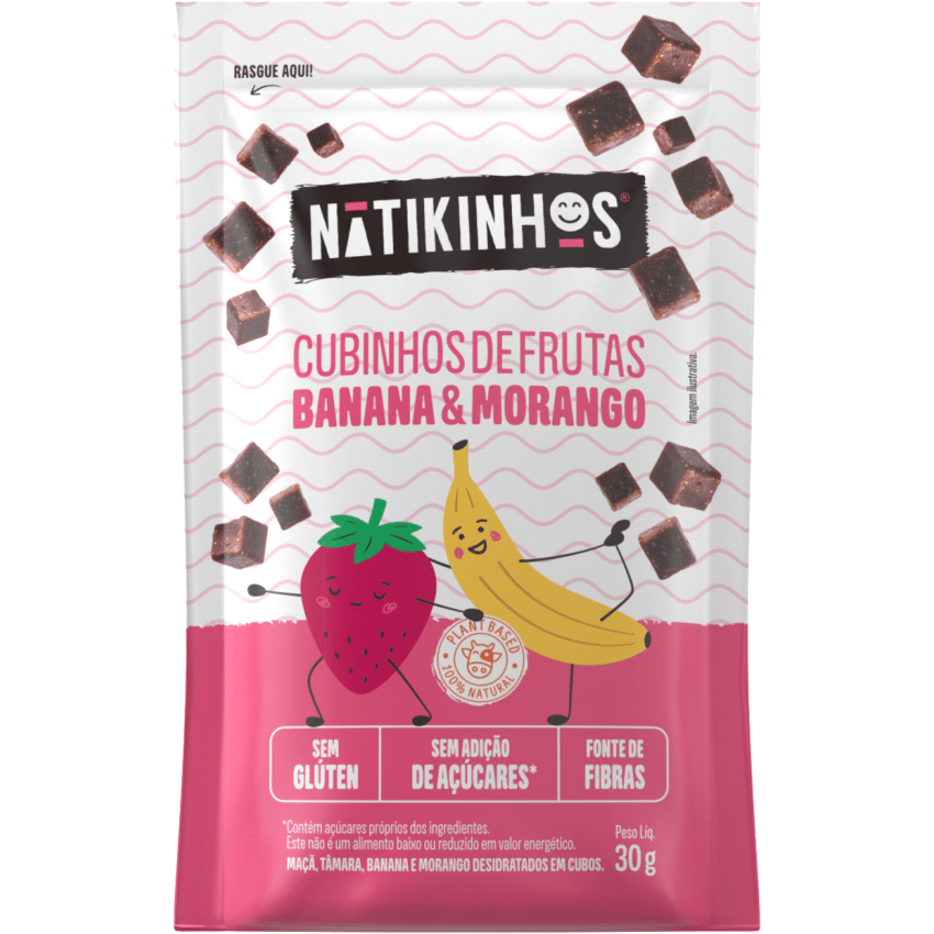 Cubinhos de Frutas - Banana e Morango 30g - Nátikos